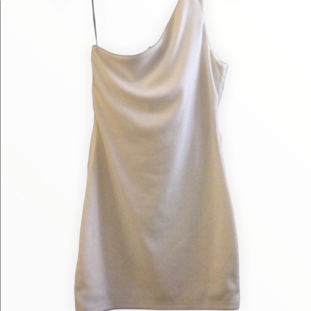 🔴Pretty Off White One Shoulder Dress-Junior-L - Picture 4 of 4